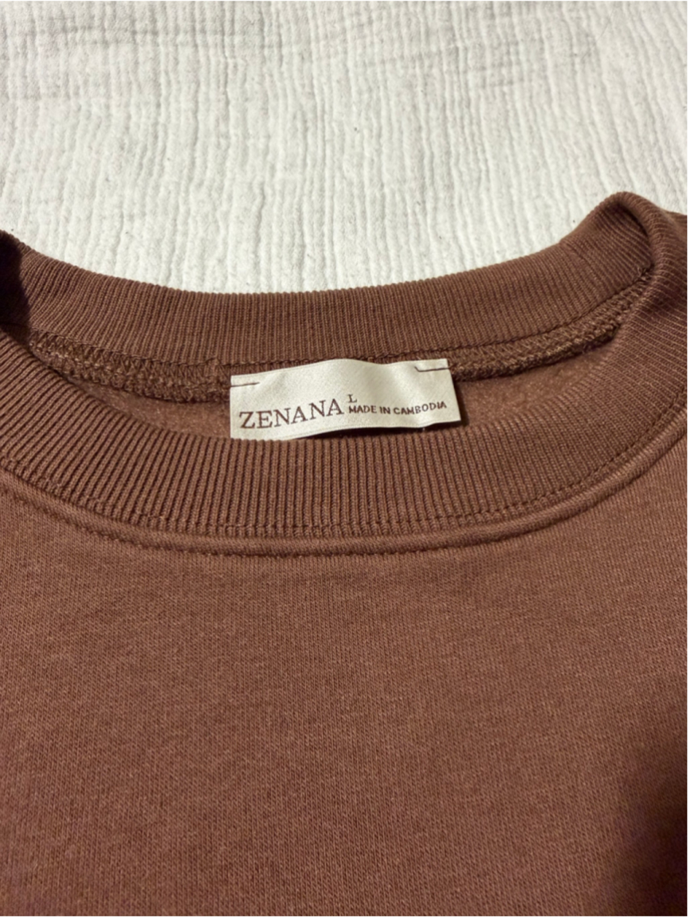 Zenana Brown Crewneck Sweatshirt Size L - Picture 3 of 6